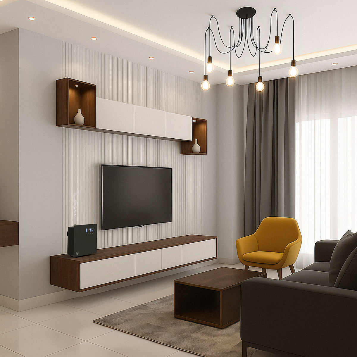 Nēbu HVAC scent diffuser used standalone in a large open-plan room